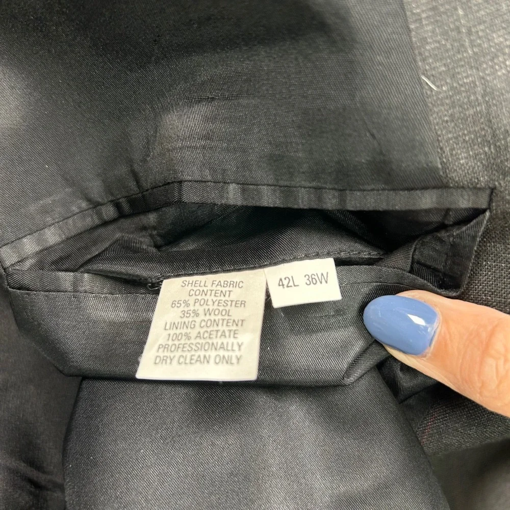 Kilburne‎ & Finch Mens 42L Blazer Charcoal Gray Pinstripe Wool Blend Suit Jacket